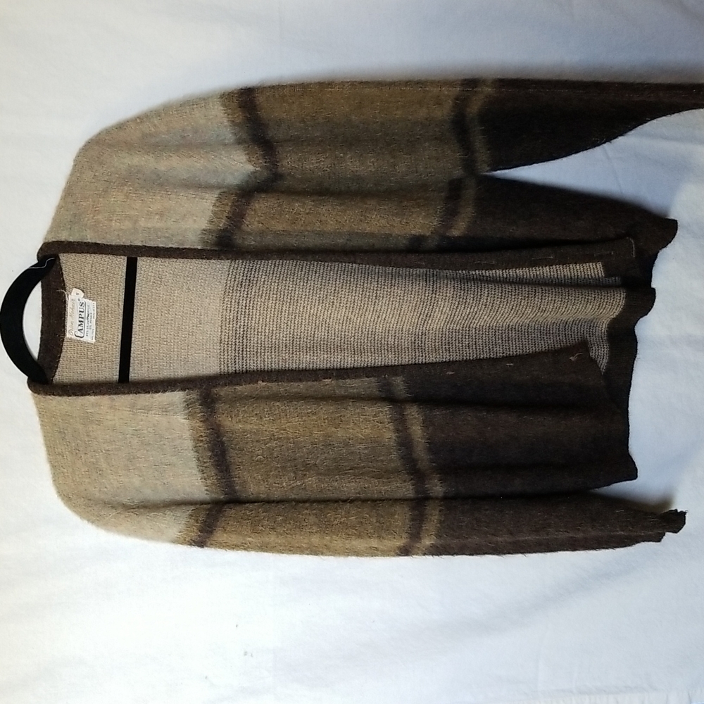 Brown Striped Vintage Campus Orlan-Mohair Cardigan